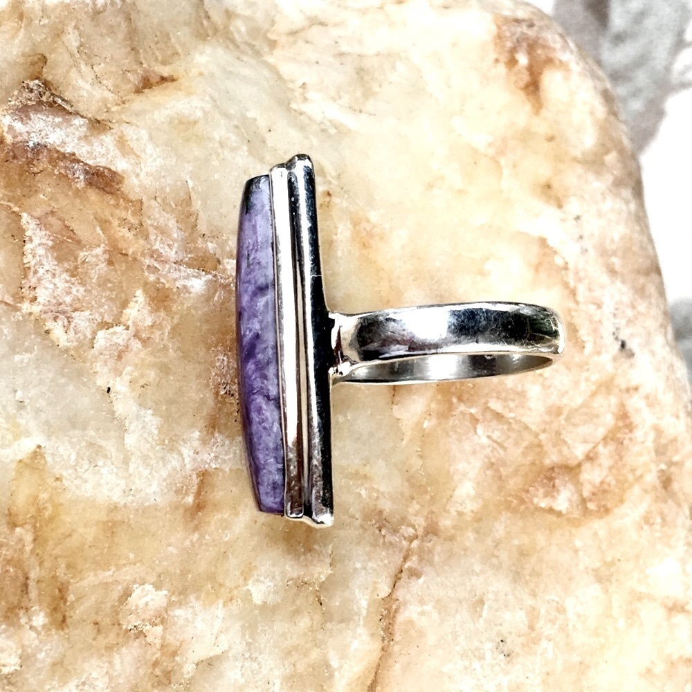 Siberian Charoite 925 sterling silver ring 6 NWT - Picture 6 of 7